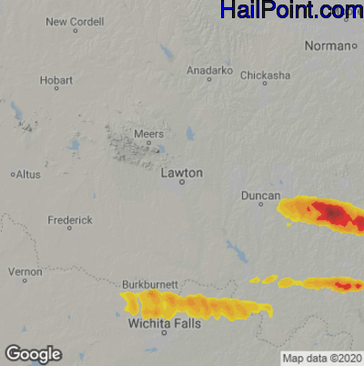 Hail Map for Lawton, OK Region on May 4, 2021