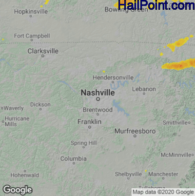 Hail Map for Nashville, TN Region on May 4, 2021