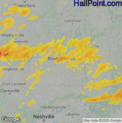 Hail Map for Bowling Green, KY Region on May 4, 2021