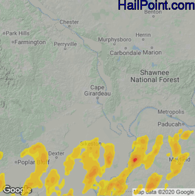 Hail Map for Cape Girardeau, MO Region on May 4, 2021