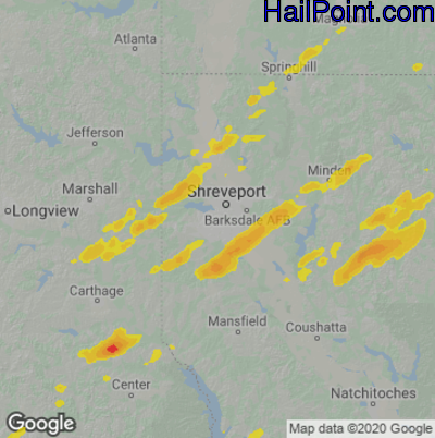 Hail Map for Shreveport, LA Region on May 4, 2021