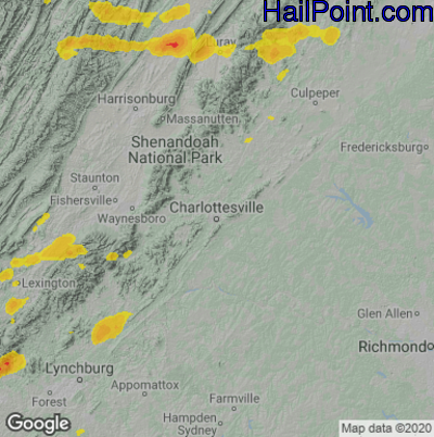 Hail Map for Charlotttesville, VA Region on May 4, 2021