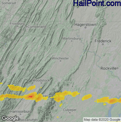 Hail Map for Winchester, VA Region on May 4, 2021 