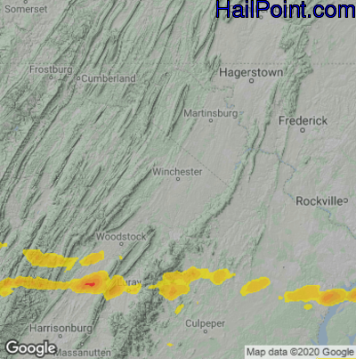 Hail Map for Winchester, VA Region on May 4, 2021