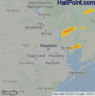 Hail Map for Houston, TX Region on May 4, 2021