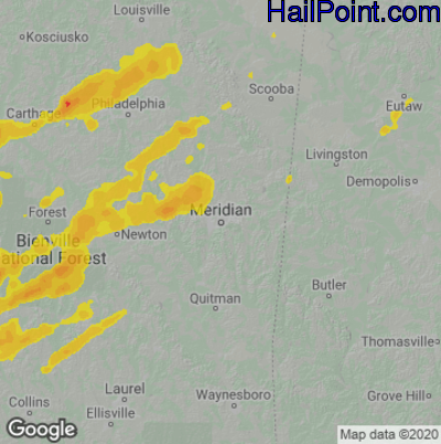 Hail Map for Meridan, MS Region on May 4, 2021