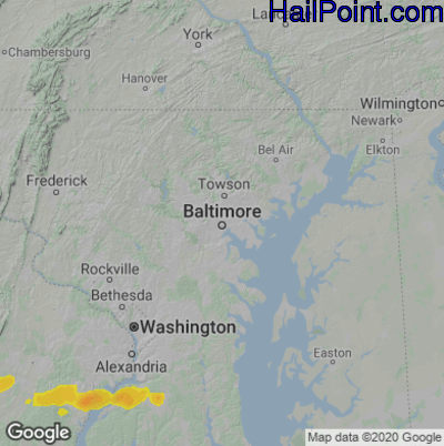 Hail Map for Baltimore, MD Region on May 4, 2021