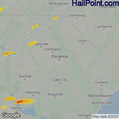 Hail Map for Florence, SC Region on May 4, 2021
