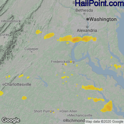 Hail Map for Fredericksburg, VA Region on May 4, 2021 