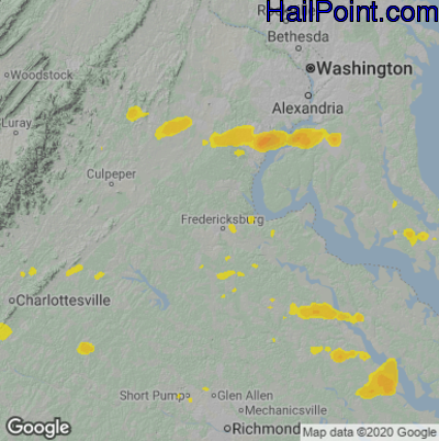 Hail Map for Fredericksburg, VA Region on May 4, 2021