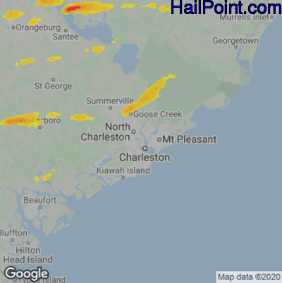 Hail Map for Charleston, SC Region on May 4, 2021 