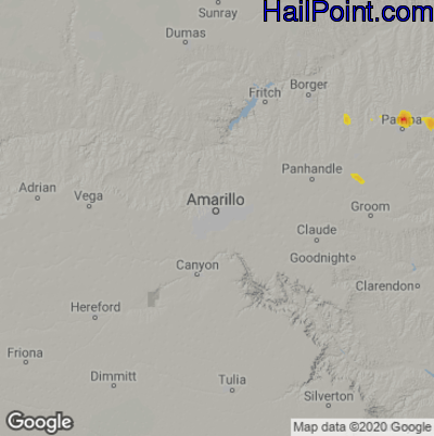 Hail Map for Amarillo, TX Region on May 6, 2021
