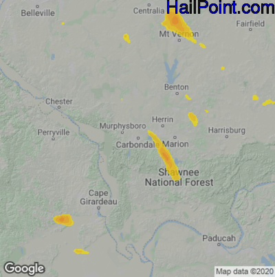 Hail Map for Carbondale, IL Region on May 6, 2021
