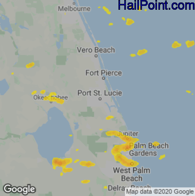 Hail Map for Port St. Lucie, FL Region on May 6, 2021