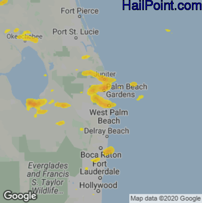 Hail Map for West Palm Beach, FL Region on May 6, 2021