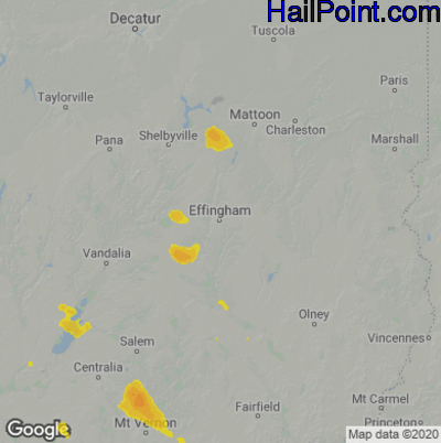 Hail Map for Effingham, IL Region on May 6, 2021