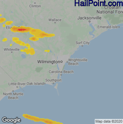 Hail Map for Wilmington, NC Region on May 7, 2021