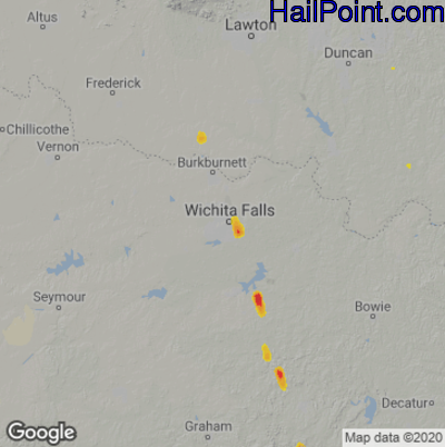 Hail Map for Wichita Falls, TX Region on May 8, 2021 
