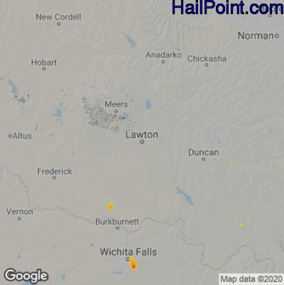 Hail Map for Lawton, OK Region on May 8, 2021