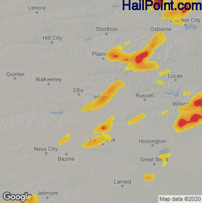 Hail Map for Hays, KS Region on May 8, 2021