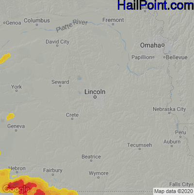 Hail Map for Lincoln, NE Region on May 9, 2021