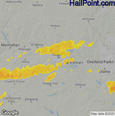 Hail Map for Topeka, KS Region on May 9, 2021