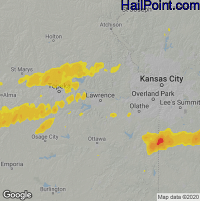 Hail Map for Lawerence, KS Region on May 9, 2021