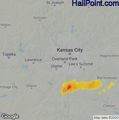 Hail Map for Shawnee, KS Region on May 9, 2021 