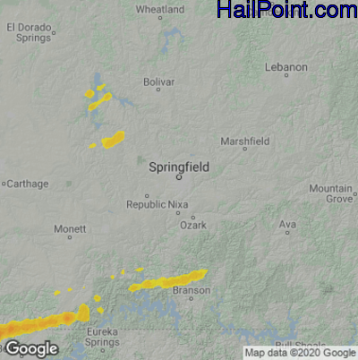 Hail Map for Springfield, MO Region on May 9, 2021