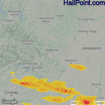 Hail Map for Batestville, AR Region on May 9, 2021