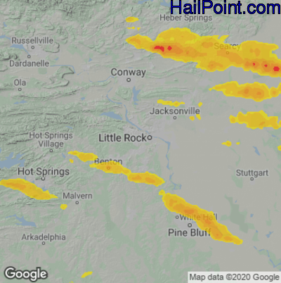 Hail Map for Little Rock, AR Region on May 9, 2021