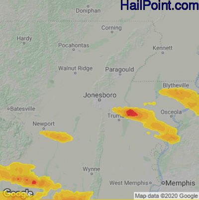 Hail Map for Jonesboro, AR Region on May 9, 2021