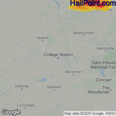 Hail Map for College Station, TX Region on May 9, 2021