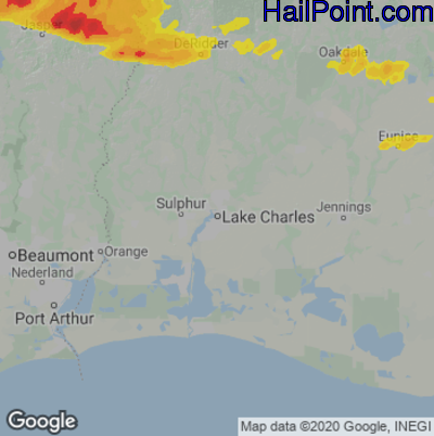 Hail Map for Lake Charles, LA Region on May 9, 2021