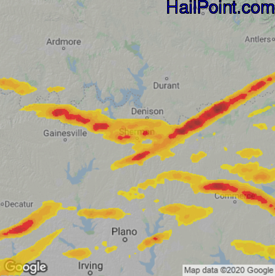Hail Map for Sherman, TX Region on May 10, 2021 