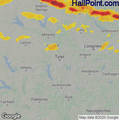 Hail Map for Tyler, TX Region on May 10, 2021