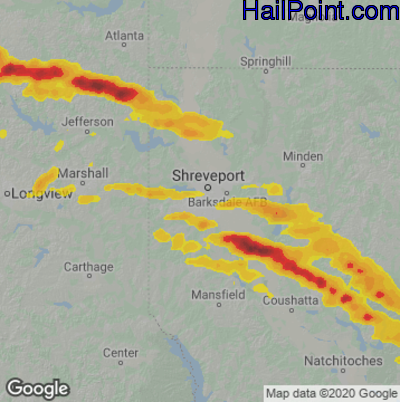 Hail Map for Shreveport, LA Region on May 10, 2021
