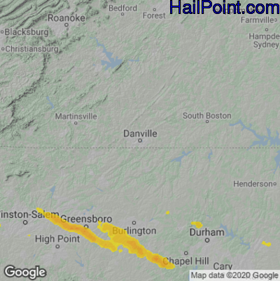 Hail Map for Danville, VA Region on May 10, 2021