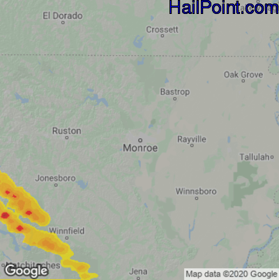 Hail Map for Monroe, LA Region on May 10, 2021