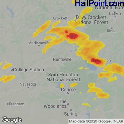 Hail Map for Huntsville, TX Region on May 11, 2021 