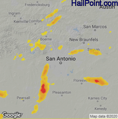 Hail Map for San Antonio, TX Region on May 11, 2021