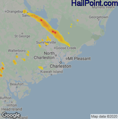 Hail Map for Charleston, SC Region on May 11, 2021