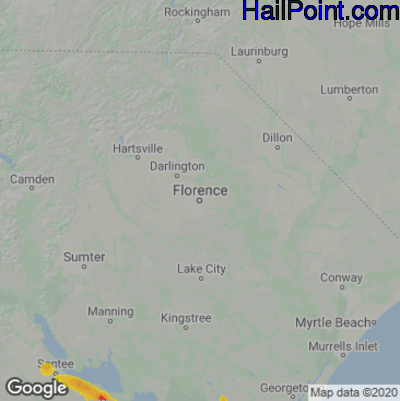 Hail Map for Florence, SC Region on May 11, 2021