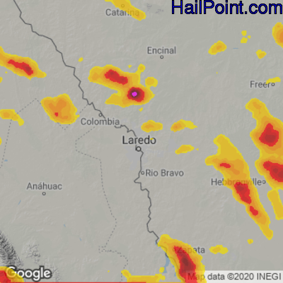 Hail Map for Laredo, TX Region on May 11, 2021