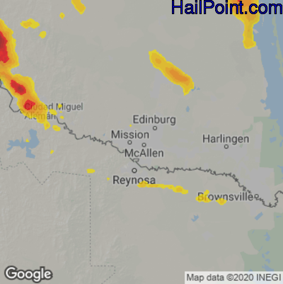 Hail Map for McAllen, TX Region on May 12, 2021 