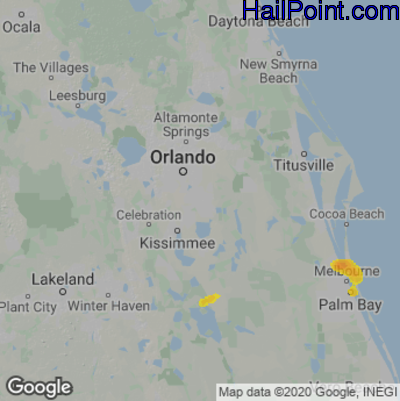 Hail Map for Orlando, FL Region on May 12, 2021