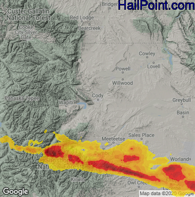 Hail Map for Cody, WY Region on May 14, 2021