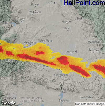 Hail Map for Riverton, WY Region on May 14, 2021
