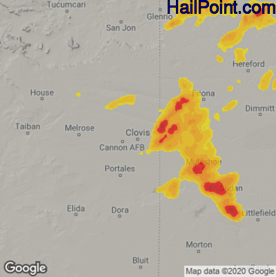 Hail Map for Clovis, NM Region on May 14, 2021