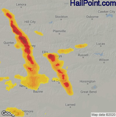 Hail Map for Hays, KS Region on May 14, 2021